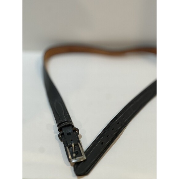 VTG Justin Genuine Leather Top Grain Cowhide Gray Silver Tone Buckle 38 Belt - Picture 5 of 11